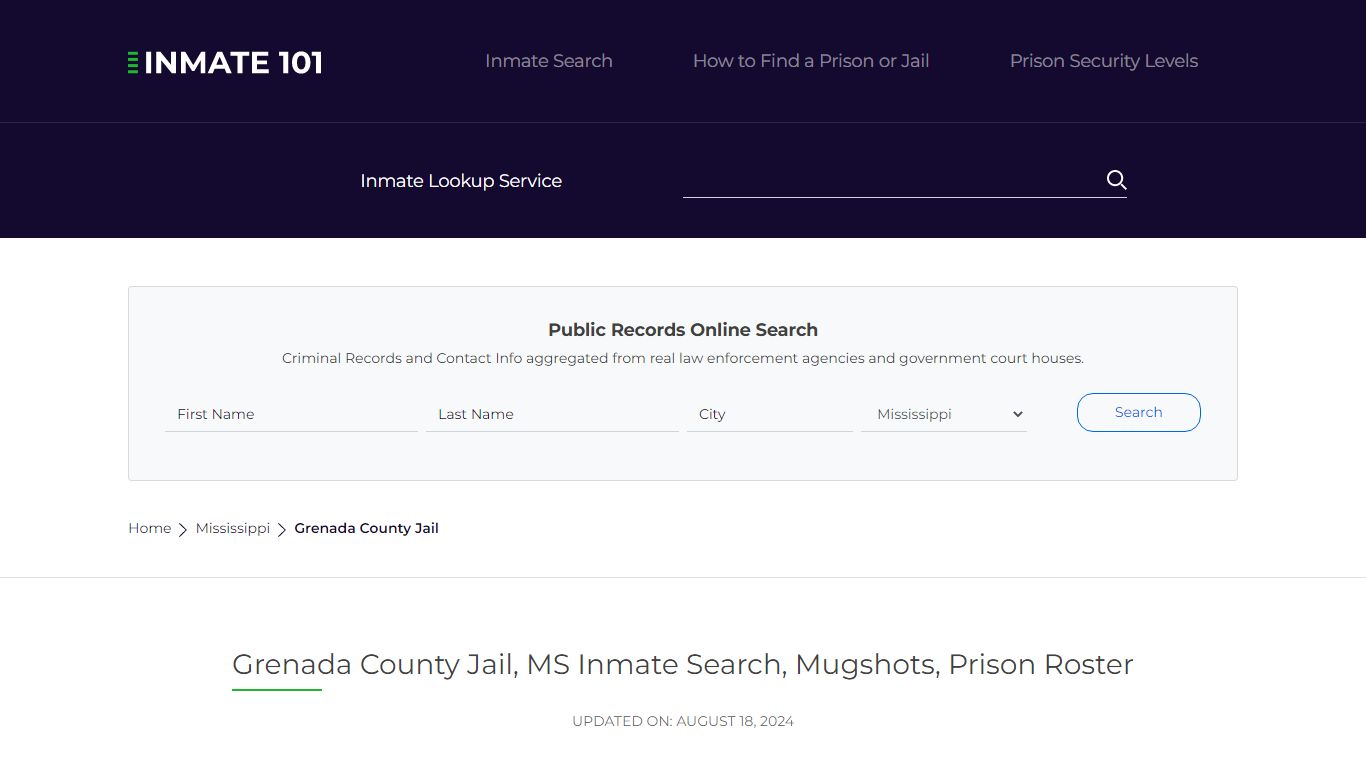 Grenada County Jail, MS Inmate Search, Mugshots, Prison Roster